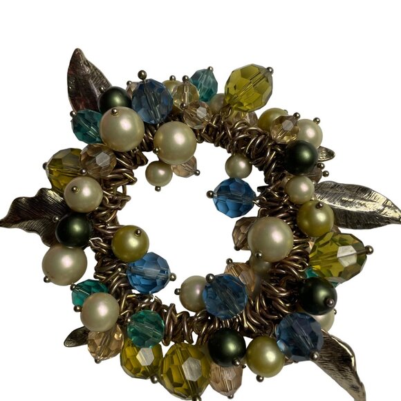 Beaded Bracelete Faux Pearl Gold Tone Leaves Retro Fashion u Jewelry Accessory S - Picture 7 of 9